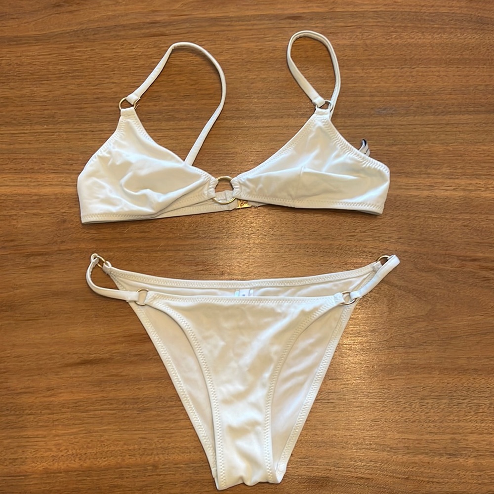 Solid and striped white tilda bikini